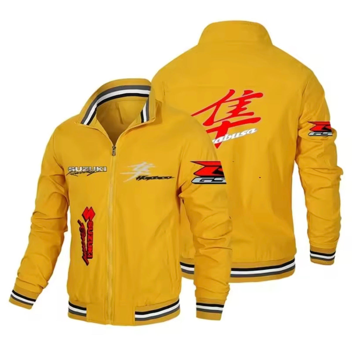 2026 Popular Suzuki SUZUKI Motorcycle-style Stand-up Collar Jacket, Multi-logo Printed Motorcycle Riding Casual Fashion Men's Co