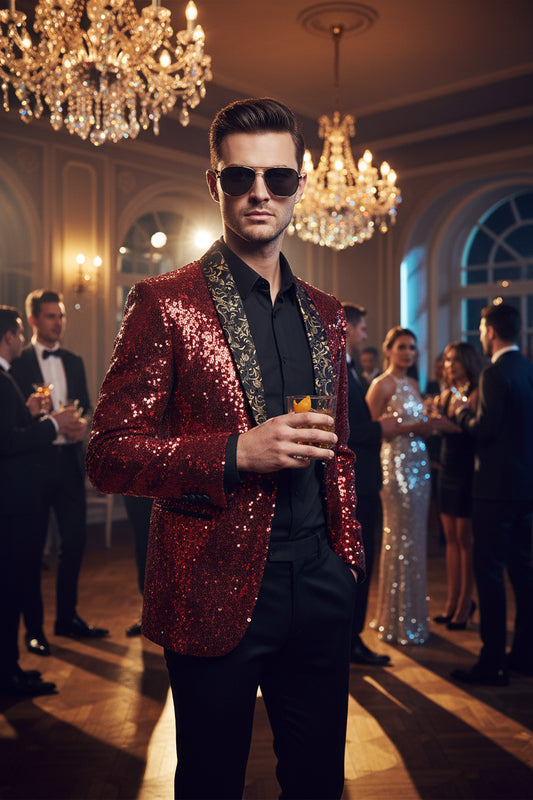Men's Sequin Long Sleeve Blazer