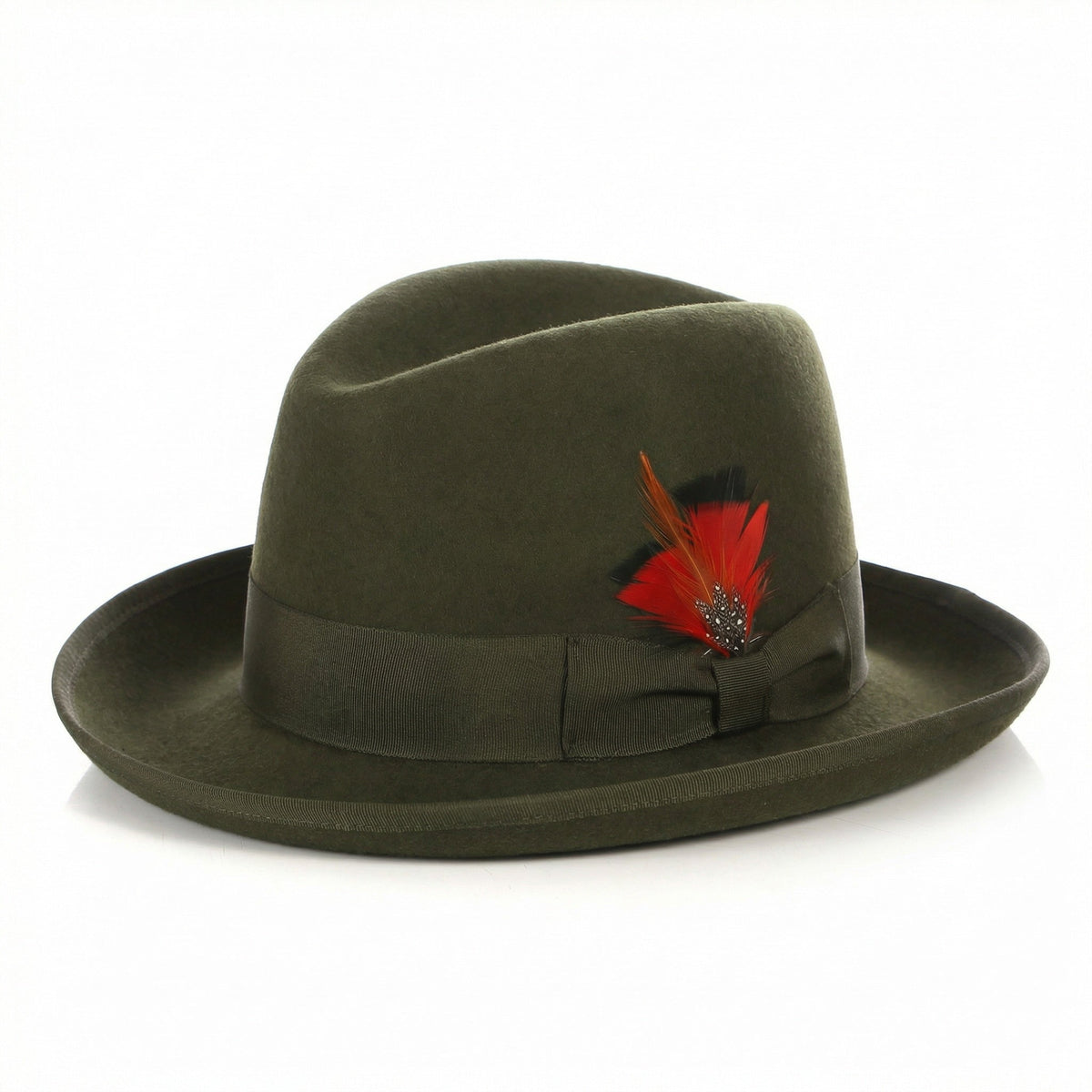 Ferrecci Olive Wool Felt Godfather Fedora Hat