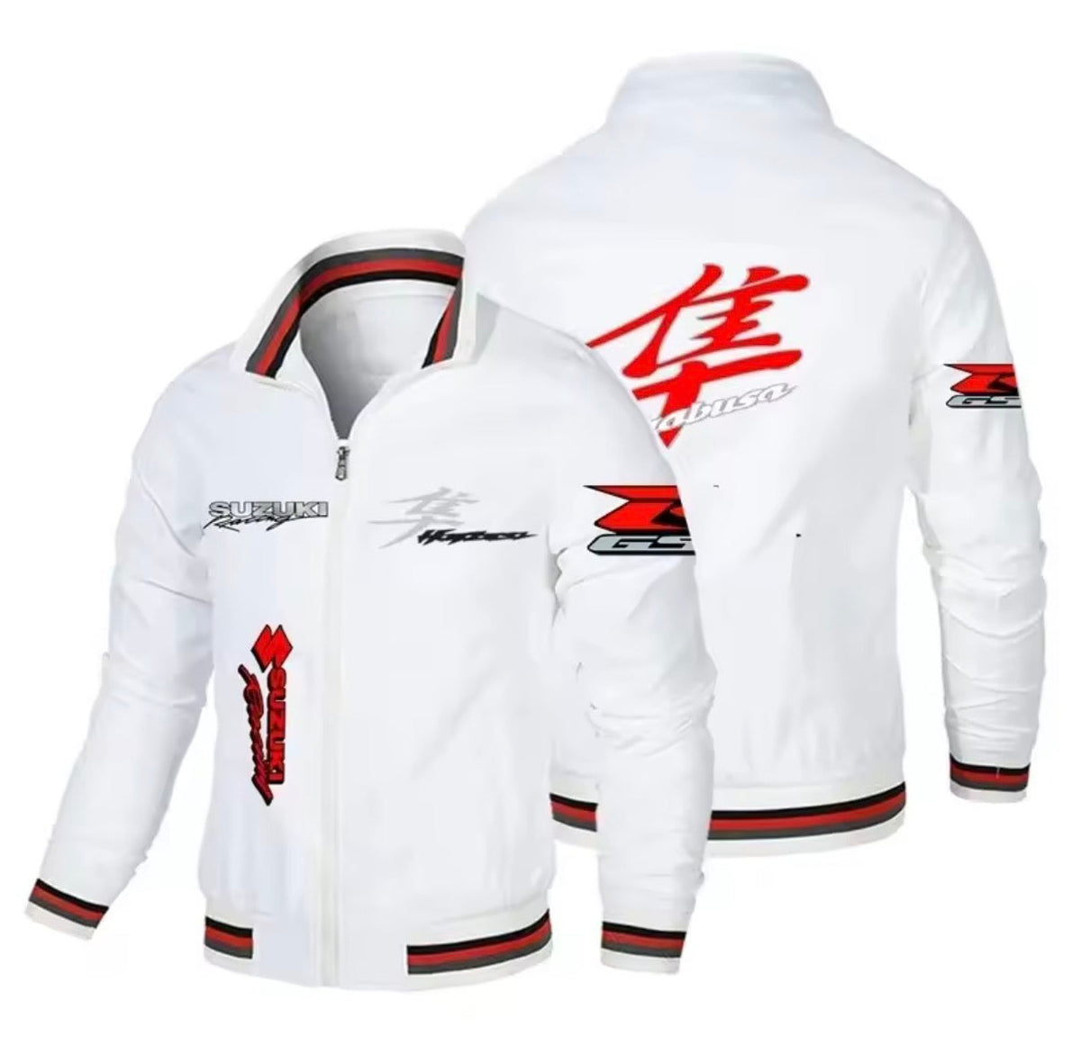 2026 Popular Suzuki SUZUKI Motorcycle-style Stand-up Collar Jacket, Multi-logo Printed Motorcycle Riding Casual Fashion Men's Co