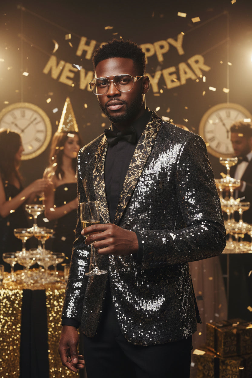 Men's Sequin Long Sleeve Blazer